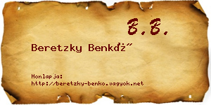 Beretzky Benkő névjegykártya